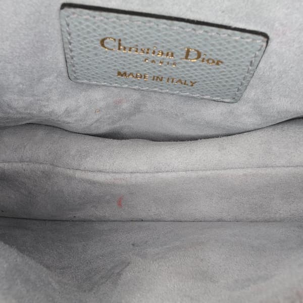 Pre-owned Dior Mini Leather Saddle Blue
