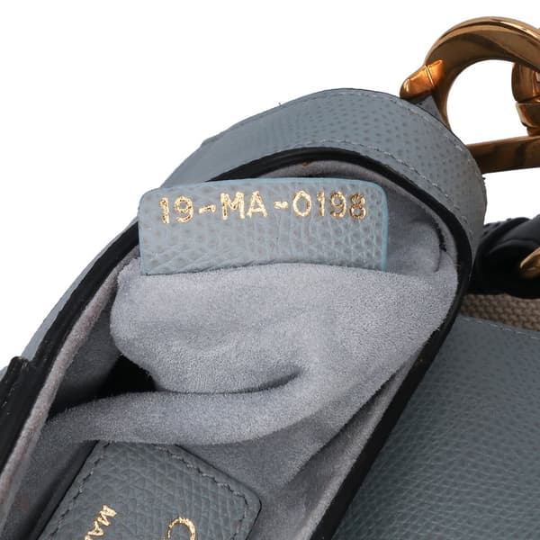 Pre-owned Dior Mini Leather Saddle Blue