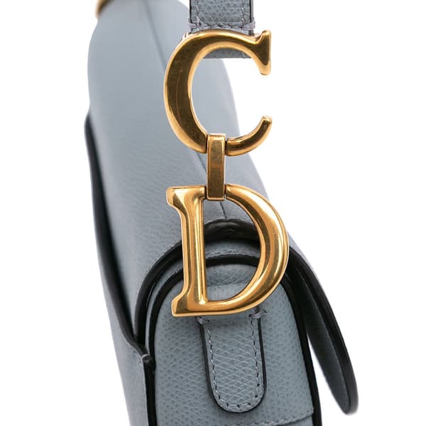 Pre-owned Dior Mini Leather Saddle Blue