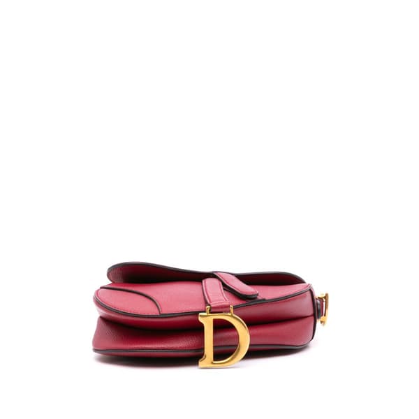 Pre-owned Dior Mini Grained Calfskin Saddle Red