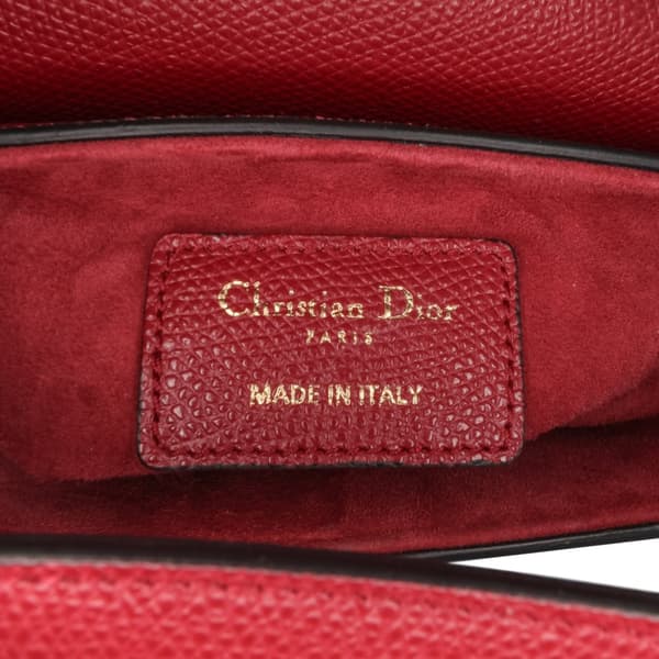Pre-owned Dior Mini Grained Calfskin Saddle Red