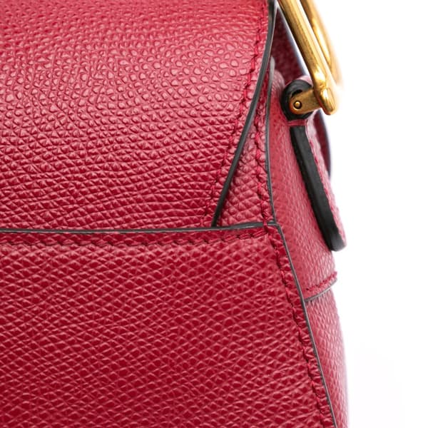 Pre-owned Dior Mini Grained Calfskin Saddle Red