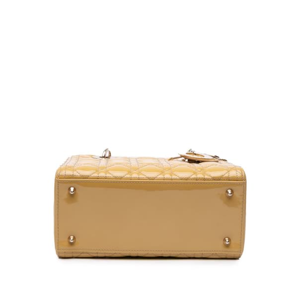 Pre-owned Dior Medium Patent Cannage Lady Dior Brown