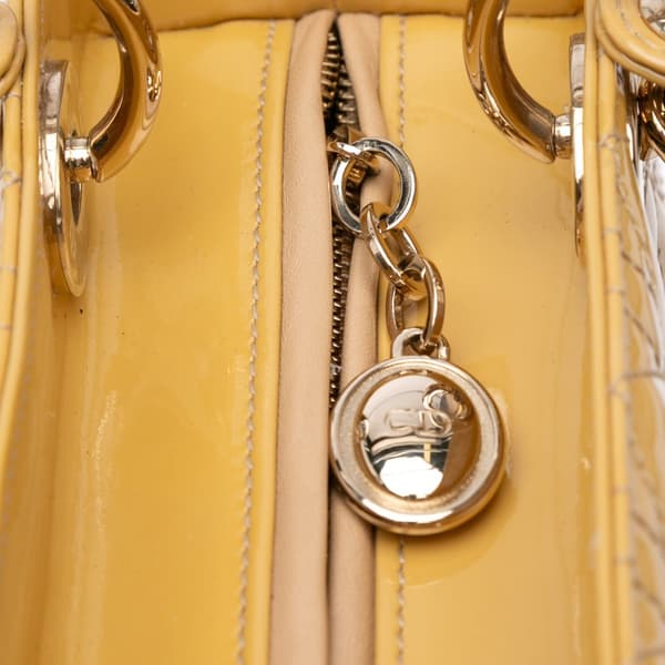 Pre-owned Dior Medium Patent Cannage Lady Dior Brown