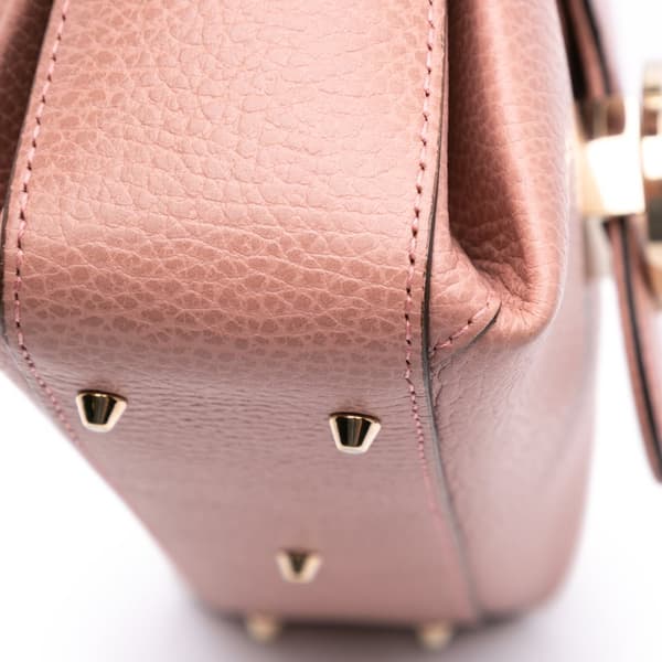 Pre-owned Gucci Small Dollar Leather Interlocking G Satchel Pink