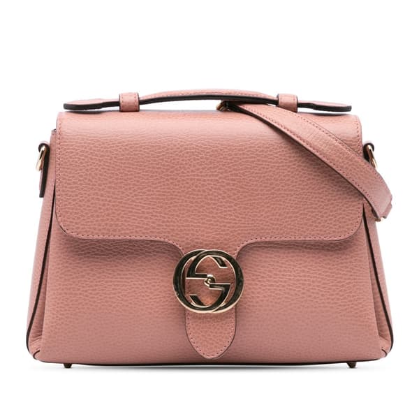 Pre-owned Gucci Small Dollar Leather Interlocking G Satchel Pink
