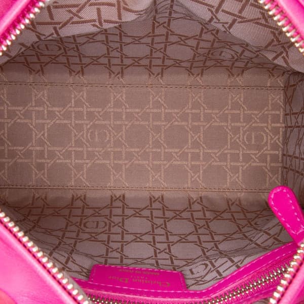 Pre-owned Dior Medium Lambskin Cannage Lady Dior Pink