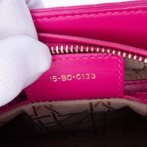 Pre-owned Dior Medium Lambskin Cannage Lady Dior Pink