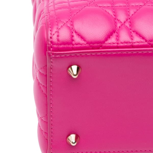 Pre-owned Dior Medium Lambskin Cannage Lady Dior Pink