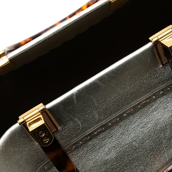 Pre-owned Fendi Medium Metallic Leather Sunshine Shopper Tote Silver