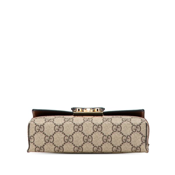 Pre-owned Gucci Mini GG Supreme Padlock Satchel Brown
