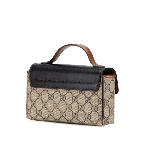 Pre-owned Gucci Mini GG Supreme Padlock Satchel Brown