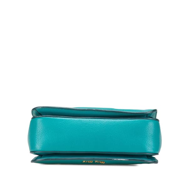 Pre-owned Miu Miu Goatskin Madras Satchel Blue