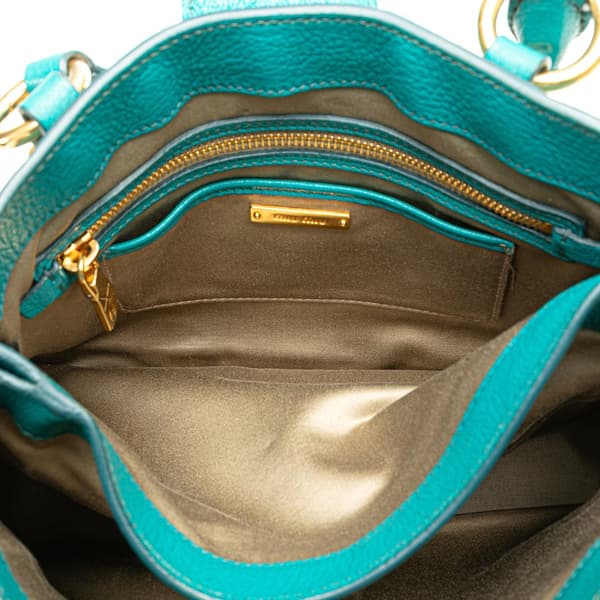 Pre-owned Miu Miu Goatskin Madras Satchel Blue