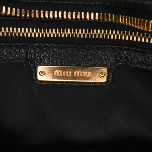 Pre-owned Miu Miu Madras Fiocco Bow Satchel Black