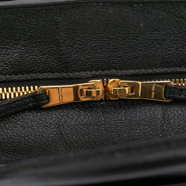 Pre-owned Miu Miu Madras Fiocco Bow Satchel Black