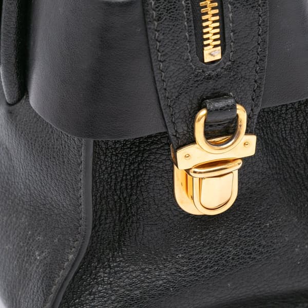 Pre-owned Miu Miu Madras Fiocco Bow Satchel Black