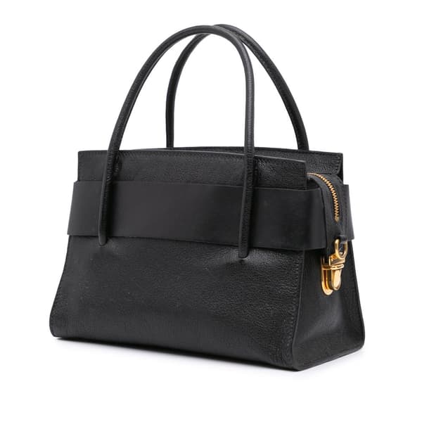 Pre-owned Miu Miu Madras Fiocco Bow Satchel Black