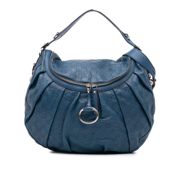 Pre-owned Gucci Guccissima Icon Bit Satchel Blue