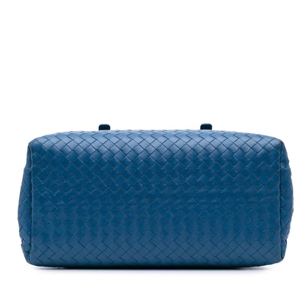 Pre-owned Bottega Veneta Small Nappa Intrecciato Roma Satchel Blue
