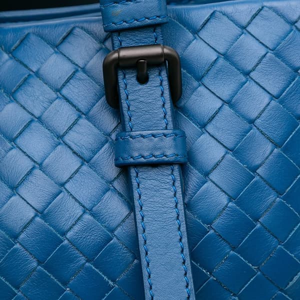 Pre-owned Bottega Veneta Small Nappa Intrecciato Roma Satchel Blue