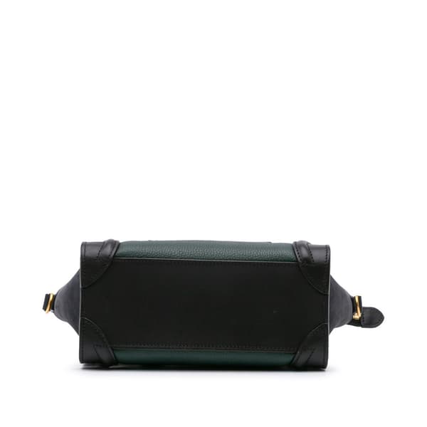 Pre-owned Celine Nano Bicolor Leather Luggage Tote Green