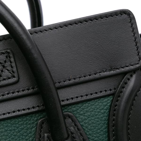 Pre-owned Celine Nano Bicolor Leather Luggage Tote Green