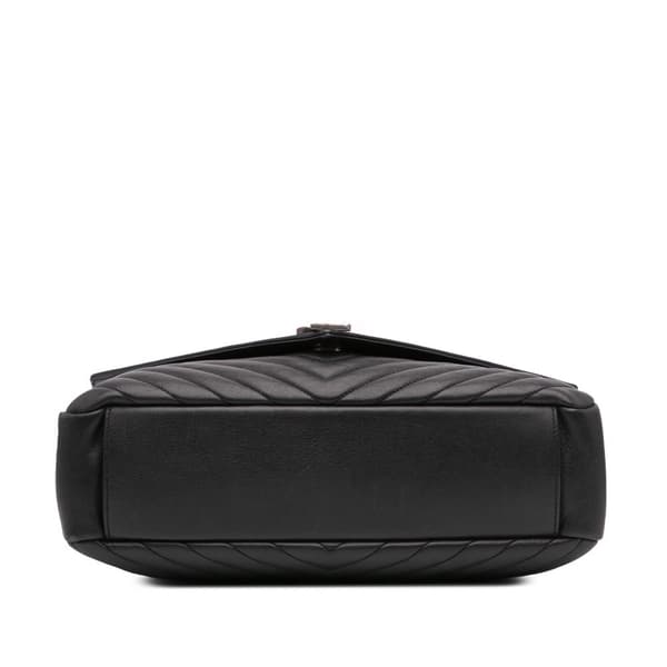 Pre-owned Saint Laurent Large Chevron Sheepskin Monogram College Satchel Black