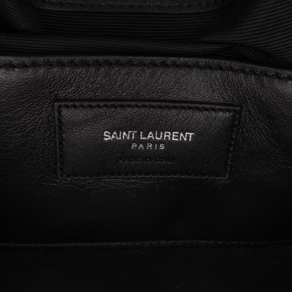 Pre-owned Saint Laurent Large Chevron Sheepskin Monogram College Satchel Black