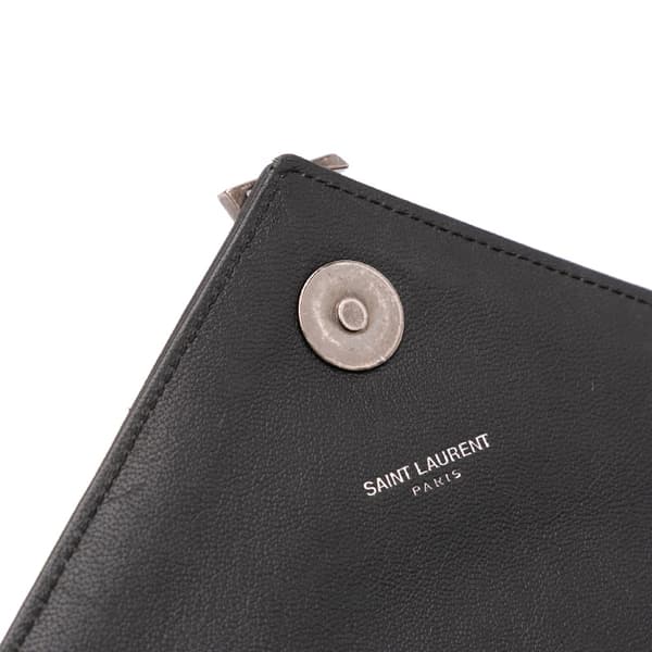 Pre-owned Saint Laurent Large Chevron Sheepskin Monogram College Satchel Black