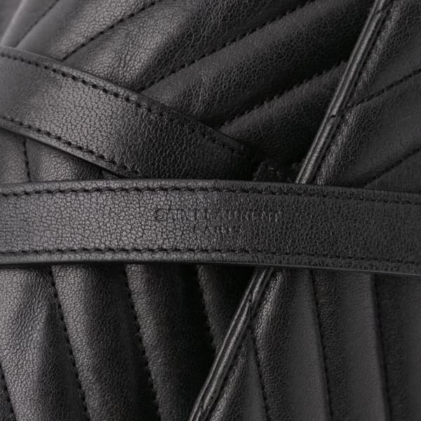 Pre-owned Saint Laurent Large Chevron Sheepskin Monogram College Satchel Black