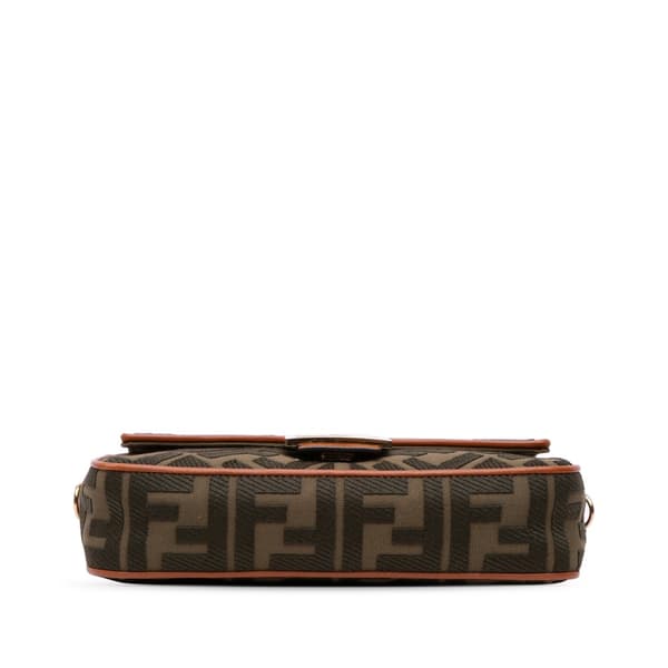 Pre-owned Fendi Zucca Embroidered Canvas Baguette Satchel Brown