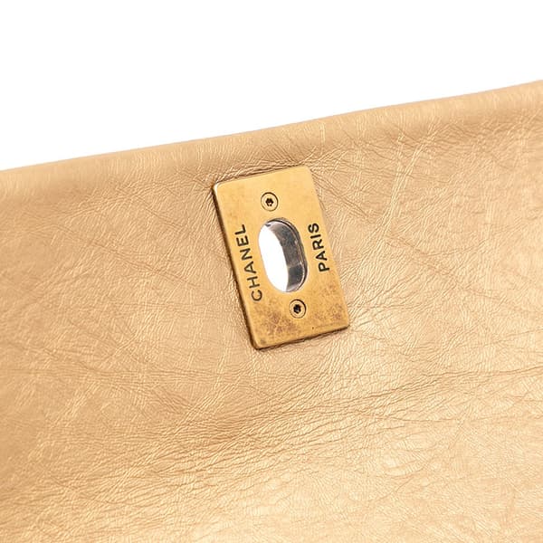 Pre-owned Chanel Medium Quilted Aged Calfskin Pondichery Flap Gold