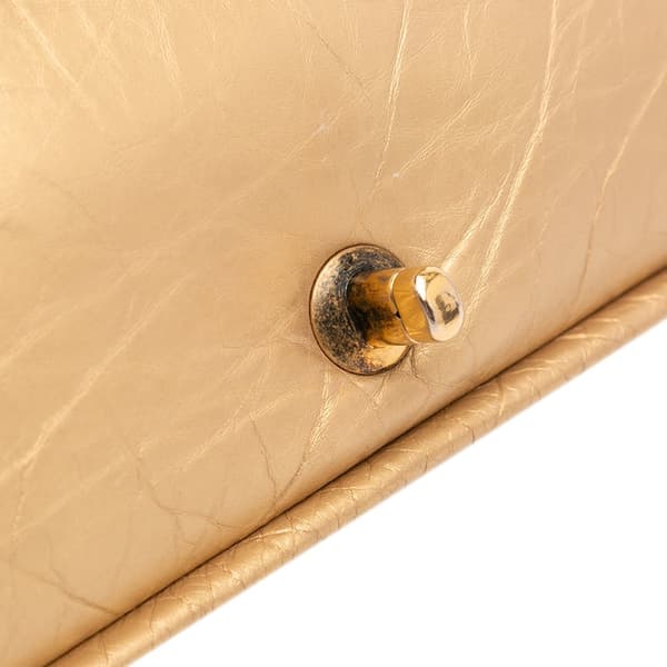 Pre-owned Chanel Medium Quilted Aged Calfskin Pondichery Flap Gold