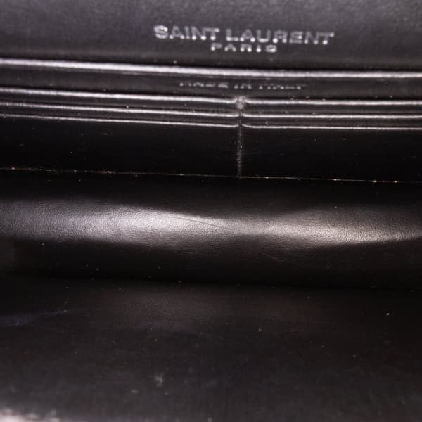 Pre-owned Saint Laurent Crocodile Embossed Monogram Sunset Top Handle Chain Wallet Black