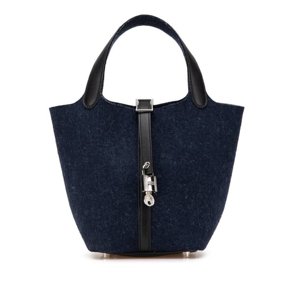Pre-owned Hermès Feutre and Swift Picotin Lock 18 Blue