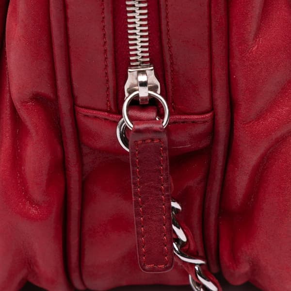 Pre-owned Chanel Quilted Iridescent Calfskin Relax CC Satchel Red