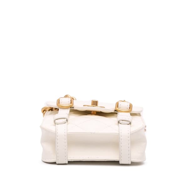 Pre-owned Chanel Mini Aged Calfskin City School Flap White