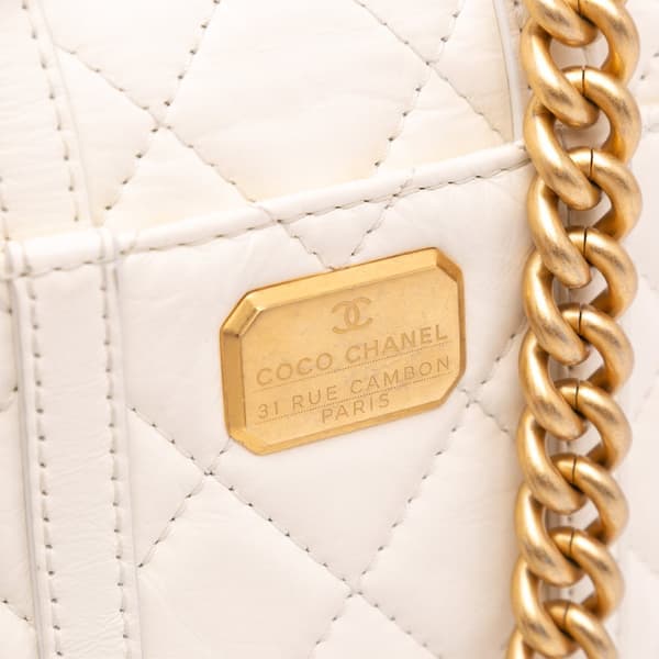 Pre-owned Chanel Mini Aged Calfskin City School Flap White