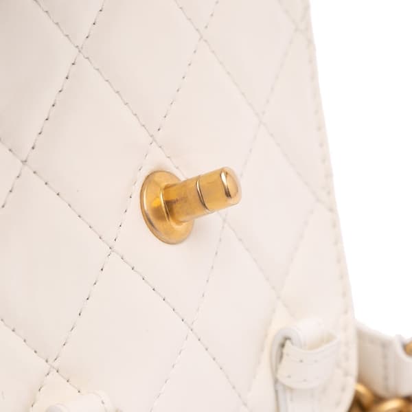 Pre-owned Chanel Mini Aged Calfskin City School Flap White