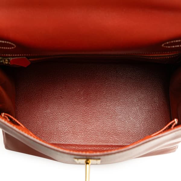 Pre-owned Hermès Box Calf Kelly Retourne 32 Red