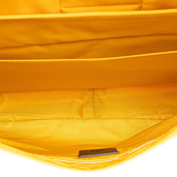 Pre-owned Fendi Large Econyl Nylon Baguette Satchel Yellow