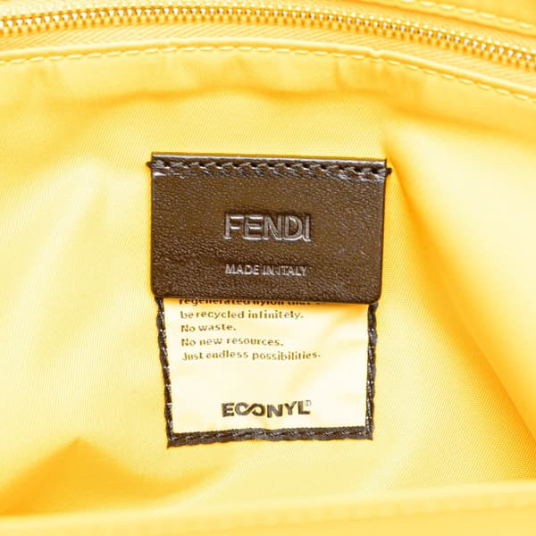 Pre-owned Fendi Large Econyl Nylon Baguette Satchel Yellow