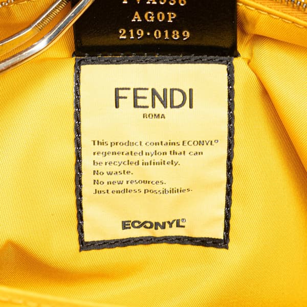 Pre-owned Fendi Large Econyl Nylon Baguette Satchel Yellow