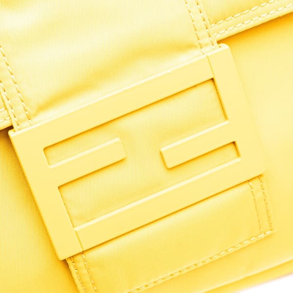 Pre-owned Fendi Large Econyl Nylon Baguette Satchel Yellow