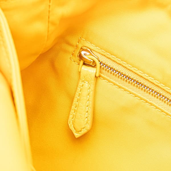 Pre-owned Fendi Large Econyl Nylon Baguette Satchel Yellow