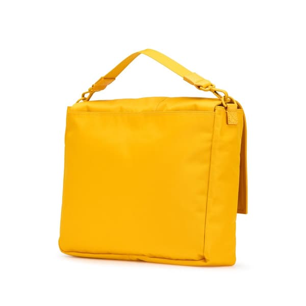 Pre-owned Fendi Large Econyl Nylon Baguette Satchel Yellow