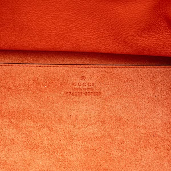 Pre-owned Gucci Small Pebbled Calfskin Logo Convertible Tote Orange