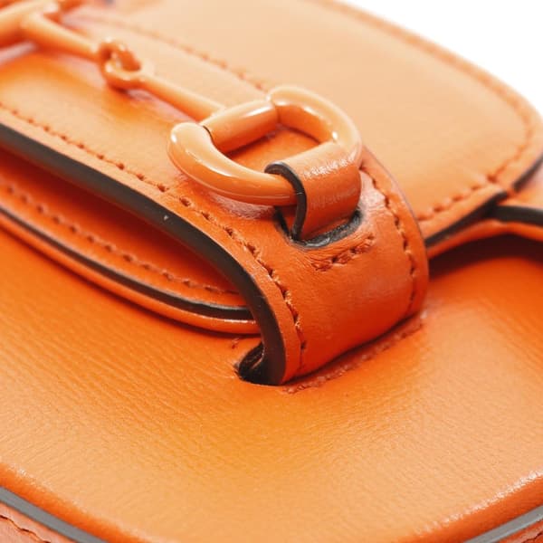 Pre-owned Gucci Mini Leather Horsebit 1955 Web Satchel Orange
