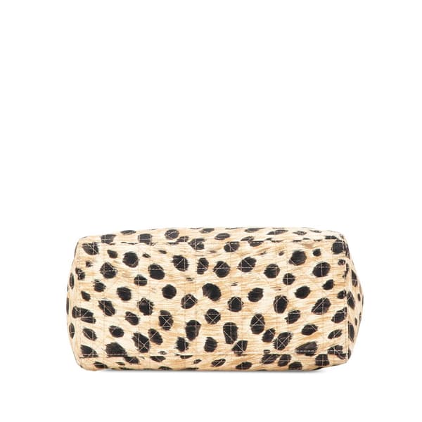 Pre-owned Dior Medium Canvas Cannage Leopard Print Lady Dior Brown